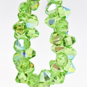 Peridot AB - 6301 Green Swarovski Crystal Top Drilled Bicone Pendants 8mm (2 or 48 pcs) for August Birthstone Jewelry 8mm Green Rainbow
