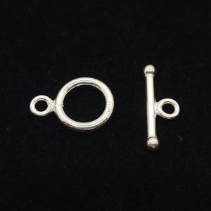 Sterling Silver Toggle Clasps 12mm, Silver Findings for Jewelry Making, Sterling Silver Clasp for Necklace or Bracelet, 1 Clasp Set
