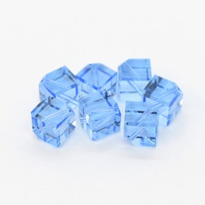 Aquamarine Swarovski Crystal Diagonal Drilled Dice Bead 5600 4mm, 6 or 48 Pcs. Blue Crystal Beads for Birthstone ,Unusual Swarovski Bead image 2
