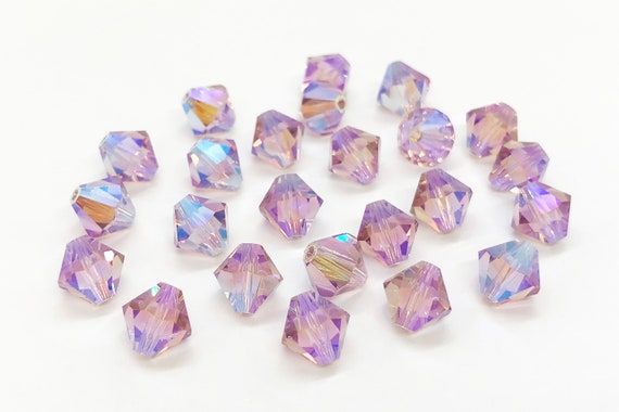 Swarovski Beads 5328 Bicone, 4mm, Provence Lavender AB 2x - Pack of 25