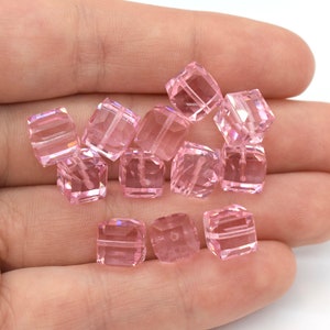 Light Rose 5601 Swarovski Crystal Cube Beads for Jewelry (4mm, 6mm) Pink Crystal Beads, Baby Pink Cube,  Wholesale Swarovski Crystal