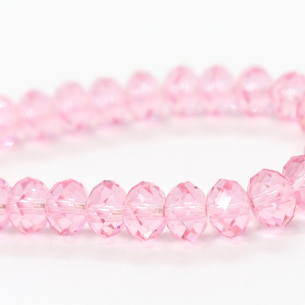 Light Rose - Rose Swarovski Crystal 5040 Facettes Briolette/Rondelle Crystal Beads - 6mm, 8mm Vente en gros de perles pour la fabrication de bijoux en vrac