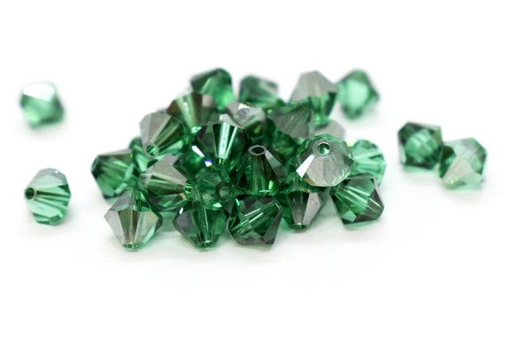 Light Emerald Satin 5301/5328 - Green Swarovski Crystal Bicone Beads for Birthstone Jewelry 6mm Wholesale Beads to Make Jewelry With