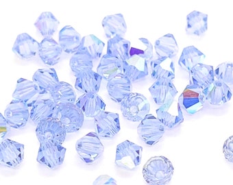 Light Sapphire AB Preciosa Tschechische Kristall Doppelkegel Perlen, 3 mm 4 mm Bicone Perlen für die Schmuckherstellung, Großhandel Perlen für die Schmuckherstellung, 24 Stück