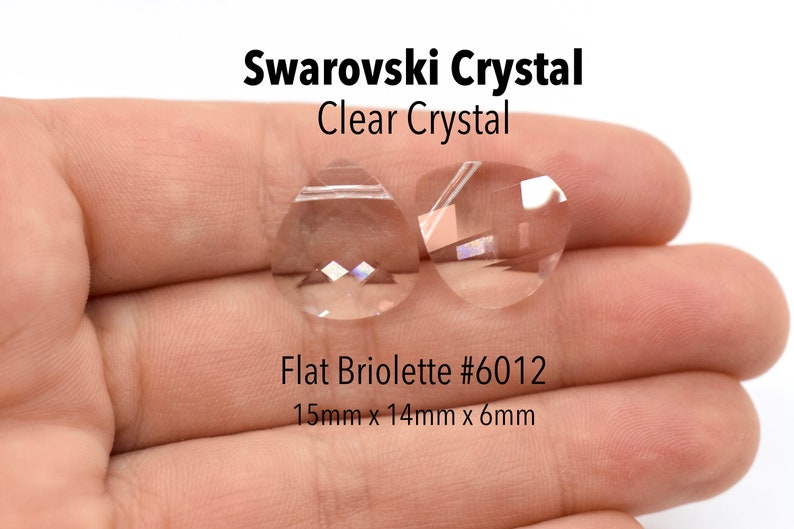 PRIMERO Flat Briolette Crystal Pendants – 15.4x14mm, Many Colors (Austrian Crystal Glass)
