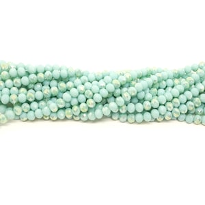 Chinese Crystal 6mm,8mm Faceted Rondelle Beads,Opaque Mint Green AB Sparkle Crystal Rondelles for Jewelry Making,Sea Green Beads,15in str