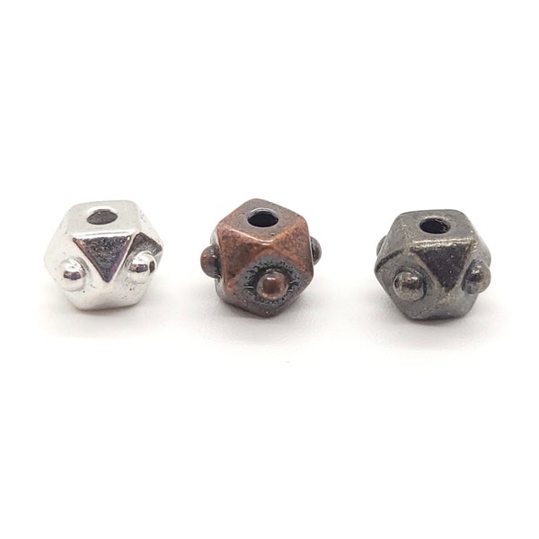 TierraCast Faceted Cube Beads, 6mm, White Bronze, Oxidized Black, or Antique Copper Plated Pewter Metal Spacer Beads, 1 Bead