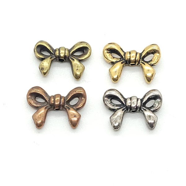 TierraCast Bow Charms, Antique Brass, Antiqued Copper, Charm Beads, Pendants, Metal Charms,Open Bow Pendant, Minimalist charm, 14mm x 10mm