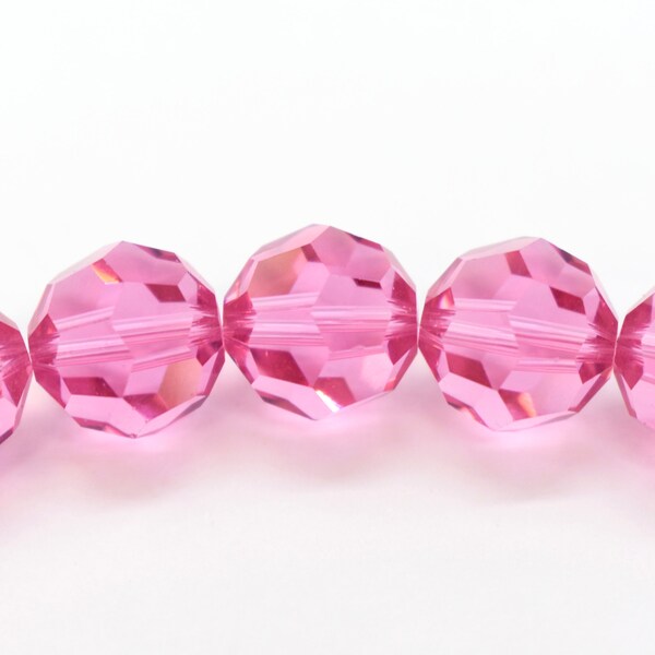 Rose Swarovski Crystal Round, 5000 Bright Pink Beads 4mm, Bright Color Crystal Beads for Necklaces, Baby Pink Swarovski Round