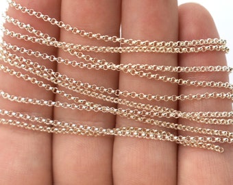 Sterling Silver (0.925) Circle Rolo Chain - 1mm - Silver Chain for Jewelry Making, Chain for Necklaces and Bracelets, Thin Rolo Chain