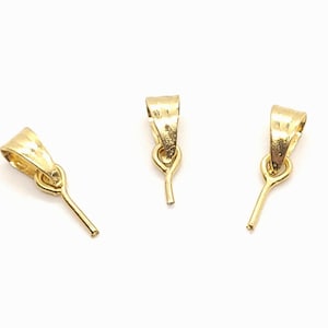 Gold Plated Brass Pendant Bail with Peg, 7mm Bail with 5mm Peg, Closed Bail for Top Drilled Pendants, Gold Plate over Brass, 10 Pieces