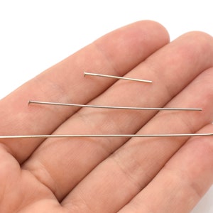 Alfileres de cabeza rodiada (20 o 100 unidades), calibre 22, de 1,2 y 2,5 pulgadas, para joyería, accesorios de color plateado.