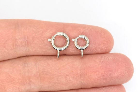 Rhodium Plated Spring Ring Clasps 7mm 9mm (10 Pcs) Silver