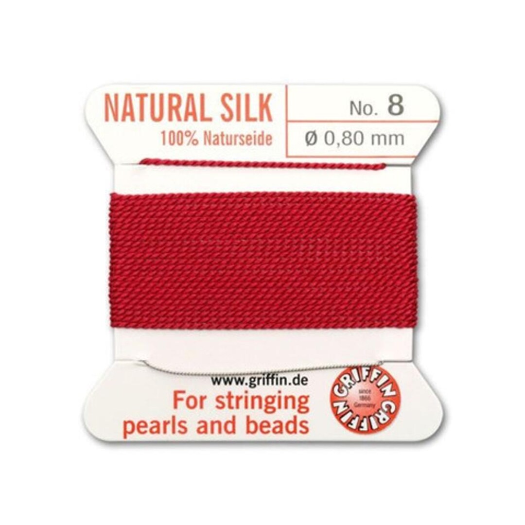 Sterek Red Thread Red Griffin 100% Natural Silk Thread, Size No. 8, Bright Red Thread for ...