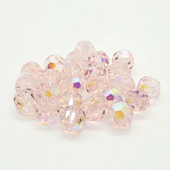 Light Rose AB Preciosa Czech Crystal Round Beads, 6mm 8mm Round, Wholesale Beads for Jewelry Making, Pink Czech Crystal Beads, 12-18 Pcs