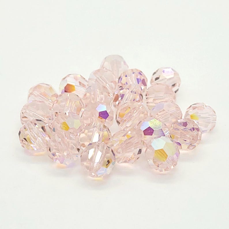 Light Rose AB Preciosa Tschechische Kristall Runde Perlen, 6 mm 8 mm Rund, Großhandel Perlen für die Schmuckherstellung, Rosa Tschechische Kristallperlen, 12-18 Stück Bild 1