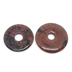 Mahogany Obsidian (Natural) A Grade Donut Gemstone Pendant 40mm, 45mm (7mm hole) Brown/Black Minimalist Pendant, Wholesale Jewelry Supplies