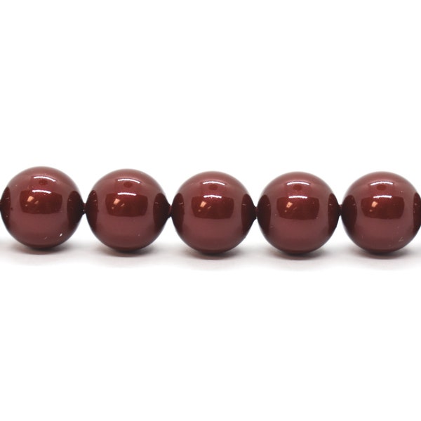 Crystal Bordeaux 5810/5811 Dark Red Swarovski Crystal Pearls 5mm,10mm,14mm, Round Crystal Pearls for Necklaces to Make Jewelry With