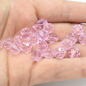 Rosaline 5000 Swarovski Crystal Round Beads, Light Pink 4mm 6mm Cute Light Pink Round Beads for Necklaces, Pretty Pastel Swarovski Crystal