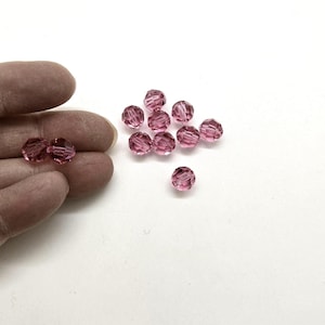 Rose 5000 Star Bright Crystal Round 8mm, Dark Pink Crystal Beads,Pink Pastel Comparable to 5000 Swarovski Round,8mm Dark Pink faceted Round