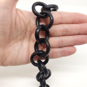 Houten schakelketting 25 mm ring zwart, decoratieve ketting voor riem of sieraden, natuurlijke decoratieve houten ketting, grote ketting voor sieraden, grote ring van 25 mm
