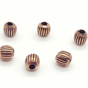 Copper Corrugated Round Beads , Oxidized, for Jewelry Making 4mm, 20 pieces, Copper Spacer Beads, Corrugated Round Copper Spacers