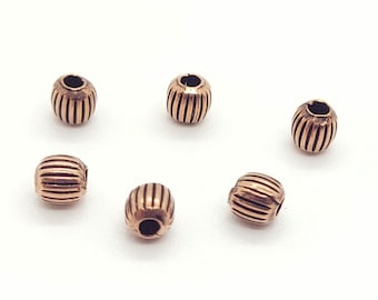 Copper Corrugated Round Beads , Oxidized, for Jewelry Making 4mm, 20 pieces, Copper Spacer Beads, Corrugated Round Copper Spacers