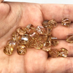 Crystal Golden Shadow Gold Swarovski Crystal Faceted Helix Beads 5020 4mm, 8mm, Wholesale Jewelry Supplies & Bulk Beads 12 or 72 pcs image 2