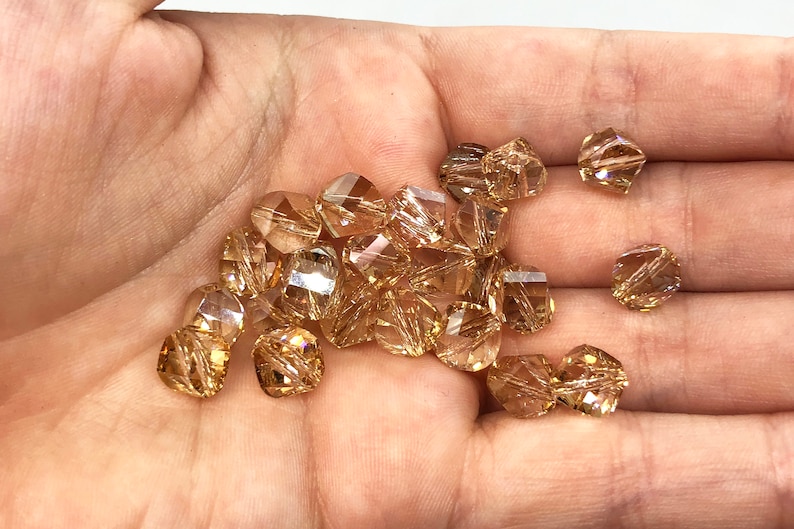 Crystal Golden Shadow Gold Swarovski Crystal Faceted Helix Beads 5020 4mm, 8mm, Wholesale Jewelry Supplies & Bulk Beads 12 or 72 pcs image 2