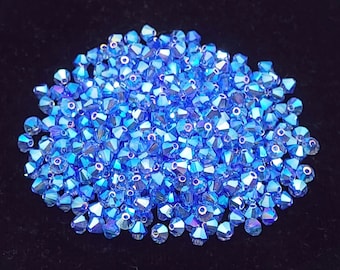 Cuentas bicono de zafiro AB2x Preciosa de cristal checo, cristales azules, 4 mm, 6 mm, 18-24 piezas, compatibles con cristales Swarovski 5301/5328