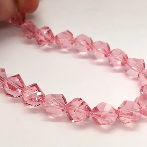 Light Rose Swarovski Crystal Faceted Helix Beads 8mm, 2 or 24 Pcs, Light Pink, for Jewelry Making #5020, Swarovski Beads, Wholesale Beads