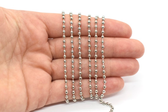 Buy Rhodium Plated Ball Chain, 2mm Sold by the Foot silver Colored Chain  for Jewelry Making, Decorative Chain, Rhodium Plated Brass Chain Online in  India 