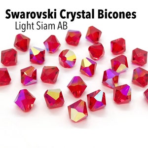 Light Siam AB 5301/5328 -Red Rainbow Swarovski Crystal Bicone Beads 3mm 5mm 8mm Wholesale Crystal Beads for Jewelry Making, Bulk Crystal