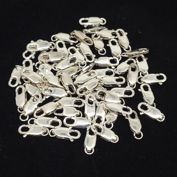 Sterling Silver 925 Lobster Clasp With Open Jump Ring, Rectangle