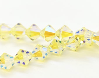 Jonquil AB2x Swarovski Crystal Bicone 6mm, 8mm - 5301/5328 Yellow Crystal Beads for Jewelry Making, Bulk Beads & Jewelry Supplies