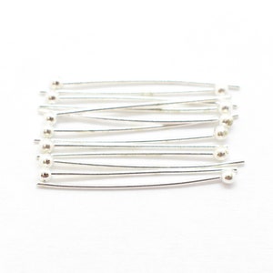 Épingles à tête sphérique plaquées argent - Calibre 22, Épingles à tête simple 2,5 cm pour la fabrication de bijoux, accessoires pour bijoux, accessoires en argent (20 pcs)