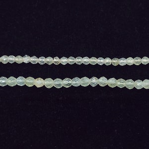Prehnite (Natural) Faceted Round Gemstone Beads, Light Green 3mm,120 pcs, 15 inch strand2 Faceted Gemstone Beads, For Jewelry Making