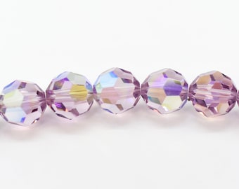 Cuentas redondas de cristal Swarovski AB 5000 de amatista claro de 4 mm, 5 mm y 6 mm, cuentas redondas de cristal violeta a granel, piedra natal de febrero, Swarovski violeta claro