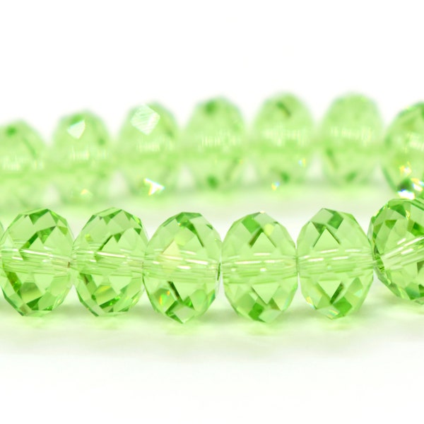 Peridot - Green Swarovski Crystal Faceted Briolette/Rondelle Crystal Beads 5040 - 4mm, 8mm - Wholesale Beads for Birthstone Jewelry