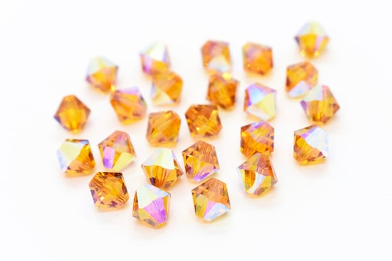 CRYSTAL BEAD NECKLACE 3 MM SPARKLED ORANGE CRYSTAL BEAD NECKLACE 3 MM SPARKLED ORANGE