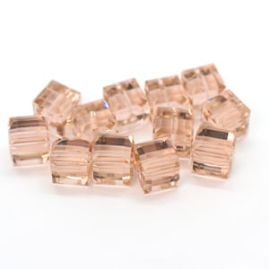 Vintage Rose 5601 Swarovski Crystal Cube Beads to Make Jewelry, 4mm, 6mm Wholesale Dusty Pink Crystal Beads, Wholesale Jewelry Supplies