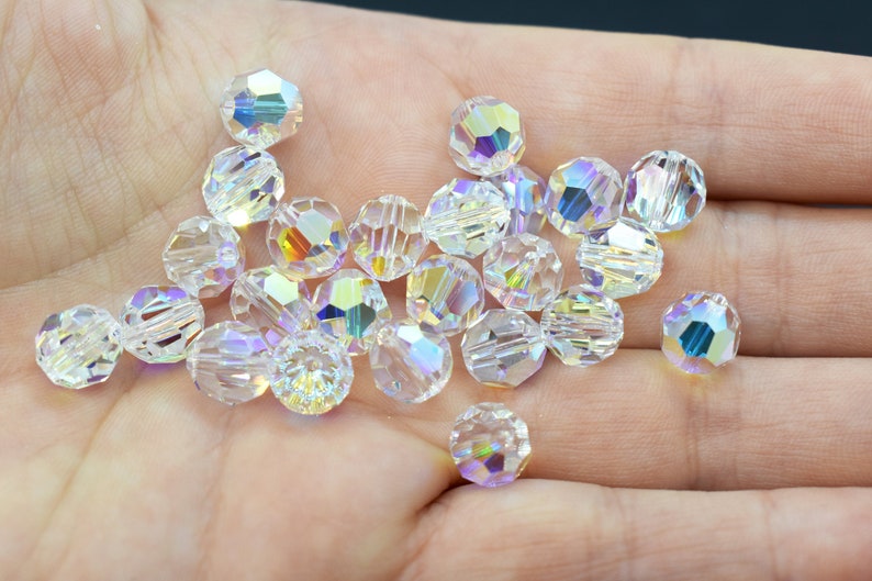 Crystal AB Clear Swarovski Crystal Round Beads 5000, 12mm, 14mm Rainbow Wholesale Swarovski Crystal Beads, Crystal Aurora Borealis image 1