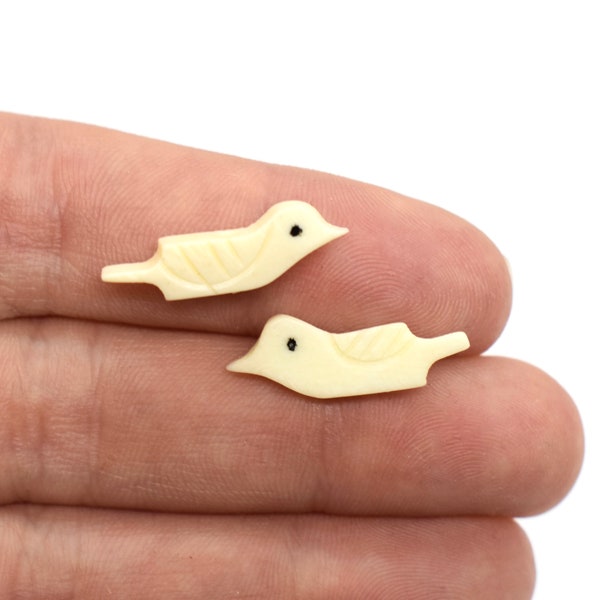 Bone (Natural) Carved Bird Beads-American Indian Fetish Beads - 6x21mm or 7x28mm - Animal Beads for Fetish Necklaces,Bulk Beads,Carved Birds
