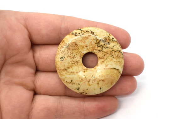 Donut Charm//Pendant Impression Jasper Pale Blue 40mm Accessory DIY Jewellery