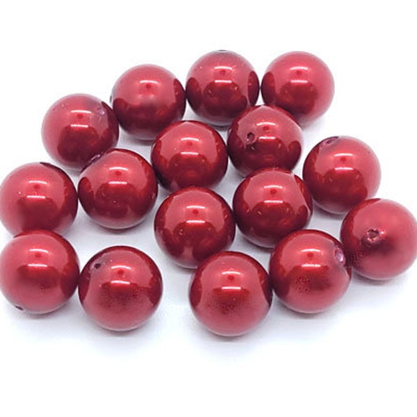 Red Preciosa Czech Crystal Round Pearls,4mm,6mm,8mm,10mm,12mm, Cherry Red Imitation Pearls,Preciosa Compatible With Swarovski Crystal 5810