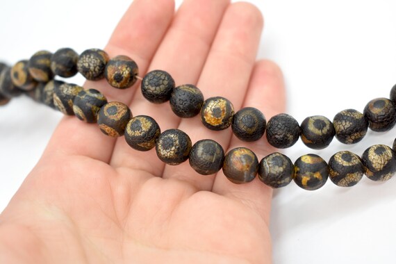 Tibetan Agate Gemstone Mystical Eye Round Beads For Jewelry Making 8mm 10mm 12mm 