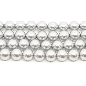 Light Grey Preciosa Czech Crystal Round Pearls, 4mm, 6mm, 8mm, 10mm, 12mm, Silver Beads Imitation Pearls, 4, 24,25, or 50 Pieces, Wholesale