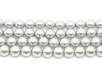 Perlas redondas de cristal checo Preciosa gris claro, 4 mm, 8 mm, 10 mm, 12 mm, perlas de imitación plateadas, 4, 24, 25 o 50 piezas, venta al por mayor
