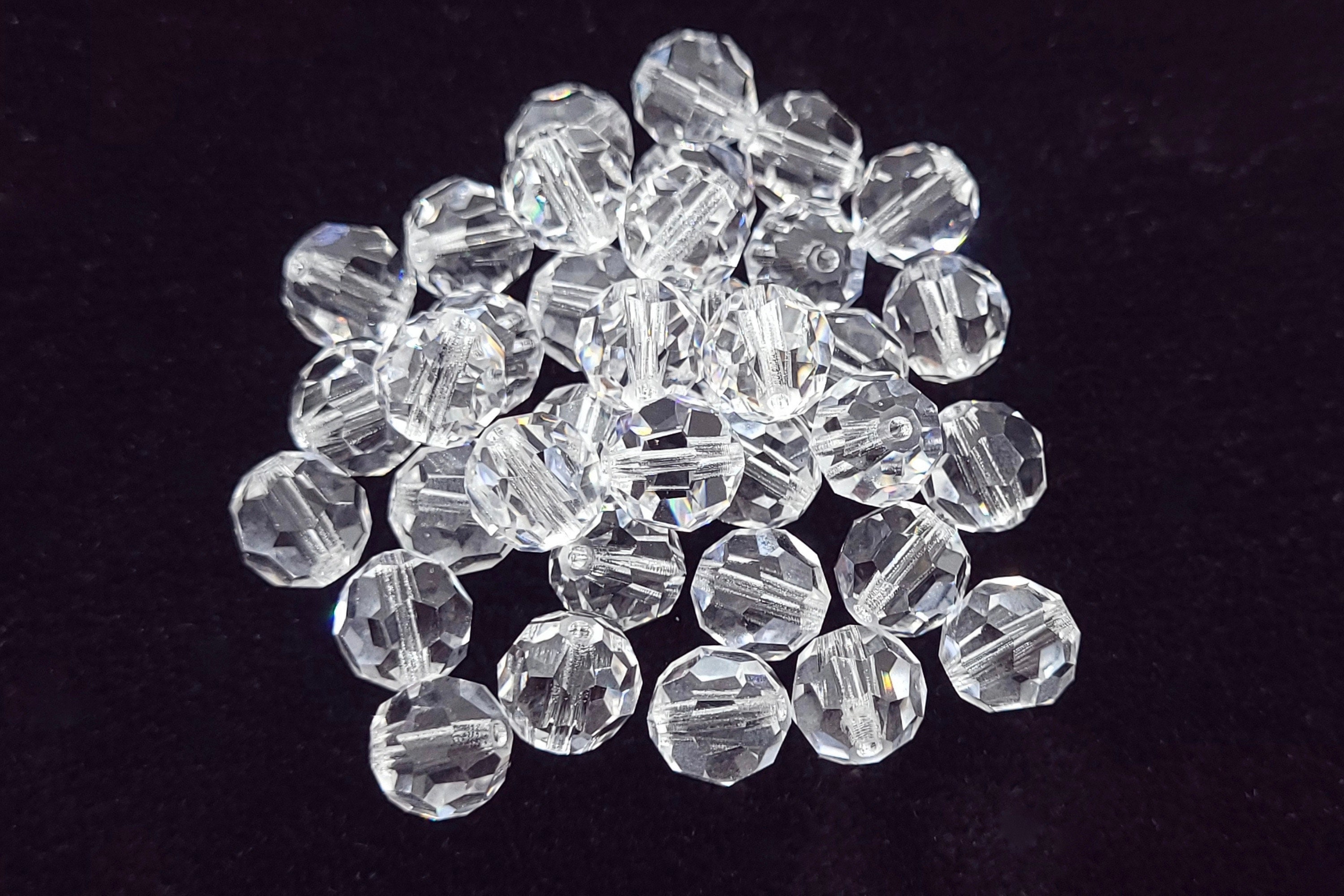 Clear Disco Cut Faceted Round Chinese Crystal Glass Beads 20mm, 18 Beads/strand  Large Crystal Glass Beads for Jewelry Making, Bulk Beads 