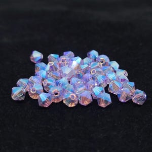 Violet AB2X Preciosa Czech crystal Bicone Beads 4mm Bicone 24 Pieces Purple Authentic Preciosa Compatible With Swarovski Crystal 5301/5328